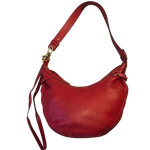 Salvatore Ferragamo Shoulder hand bag Hobo Red Brown Leather Bag Crossbody Purse